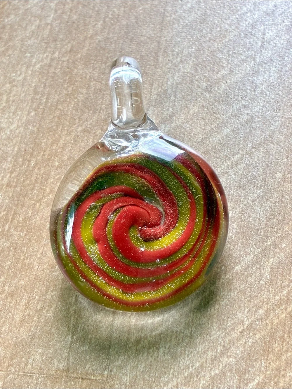 Handcrafted Unisex Flame Worked Glass Spiral Pendant